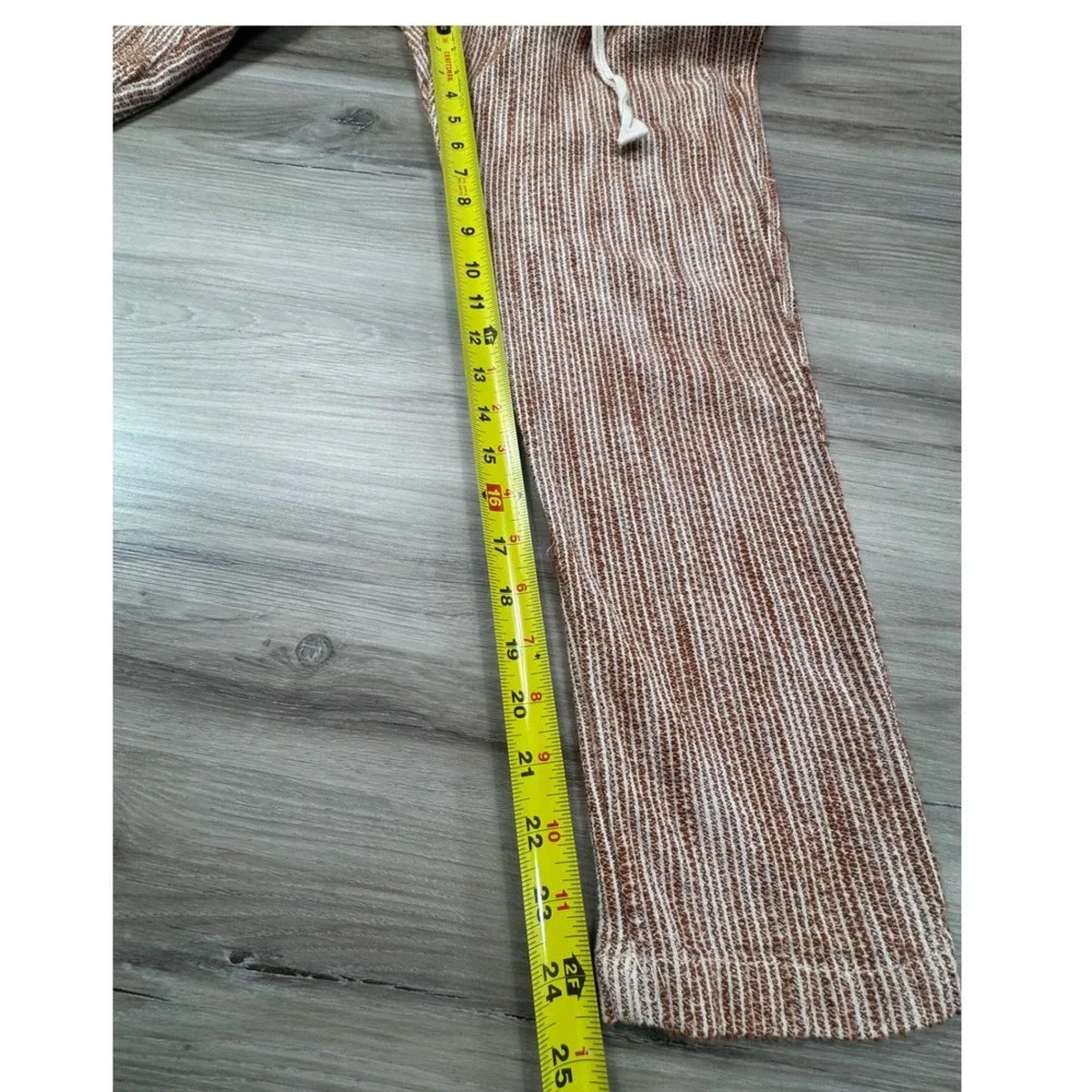 Free People Light At Sunrise‎ Pants High Rise Brown Striped Boho Lounge Size 4